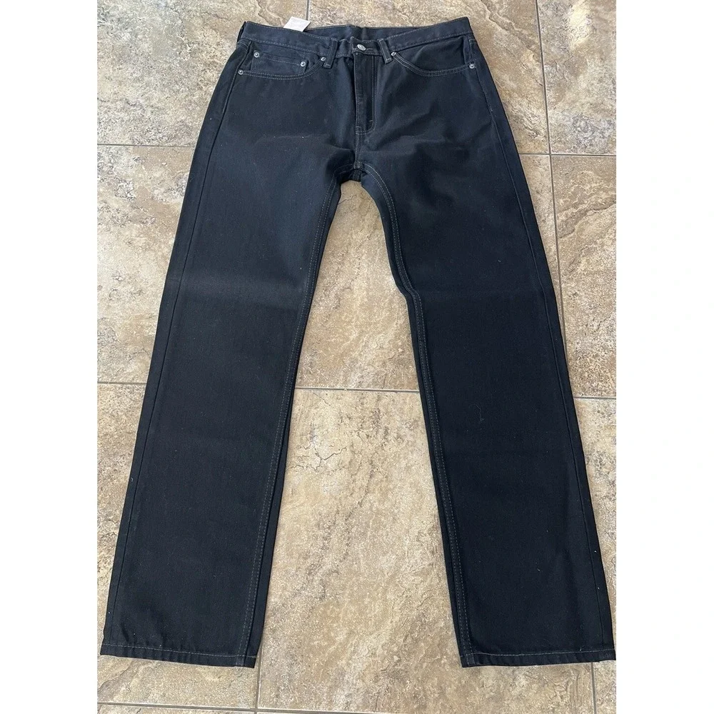 Levi's 505 Jeans Regular Straight Leg Mens Size 34x34 Black Tapered - Picture 4 of 7
